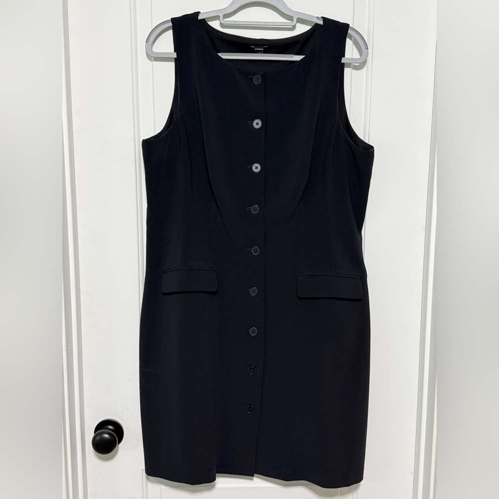 Express Black Sleeveless Button-Front Mini Dress